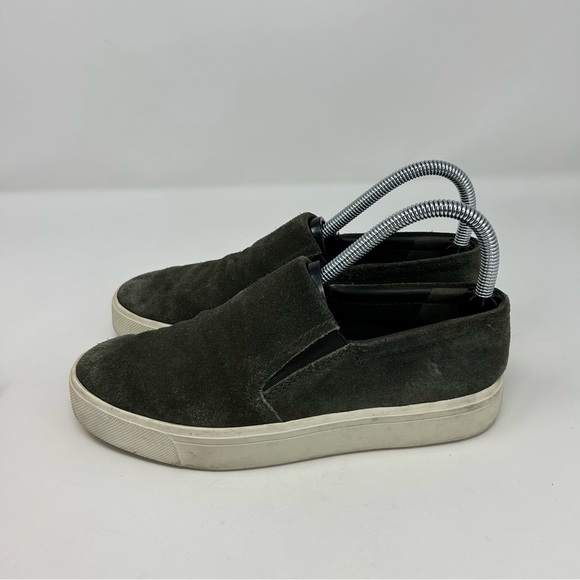 Vince Dark Green Suede Leather Slip On Comfort Platform Loafer Sneakers Size 6.5 - Picture 6 of 12